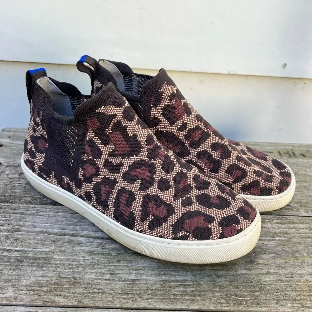 ROTHY'S The Chelsea Wildcat High Top Sneakers Brown Tan Size 8